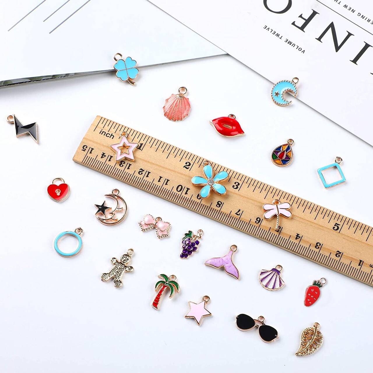 170 Pieces Jewelry Making Charms Assorted Gold Plated Enamel Necklace Bracelet Charms Pendants for DIY Jewelry Making
